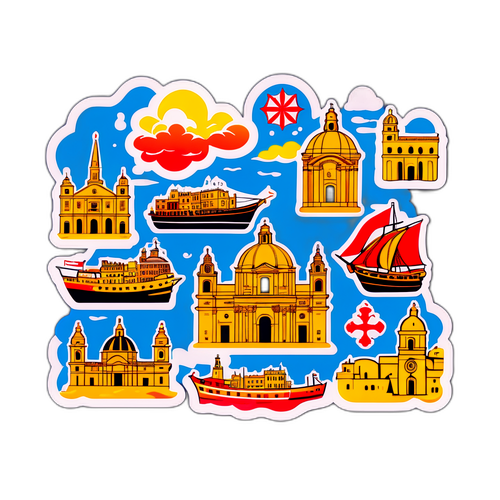 Stickers cu simboluri reprezentative din cultura malteză