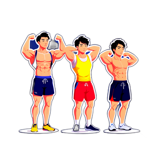 训练场景：展示肌肉变化的插图