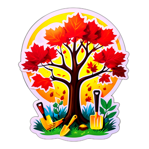 Stiker Pohon Maple yang Menawan
