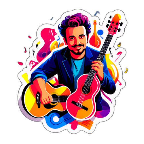 סטיקר צבעוני לדניאל פרץ עם תשוקה למוזיקה