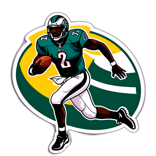 A Sticker of Michael Vick Soaring Past Defenders