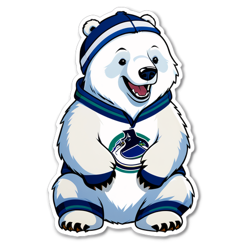 Un autocollant des Canucks de Vancouver avec un ours polaire joueur