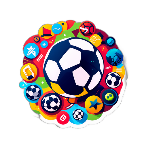 Abstraktní ilustrace fotbalového míče se sportovními ikonami