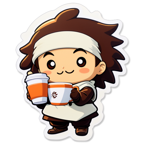 コーヒーを持つキャラクターのデザイン