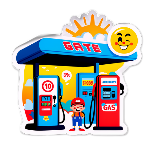 Eğlenceli Gaz İstasyonu Sticker'ı