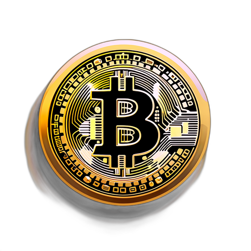 Stiker Logo Bitcoin dengan Koin Emas