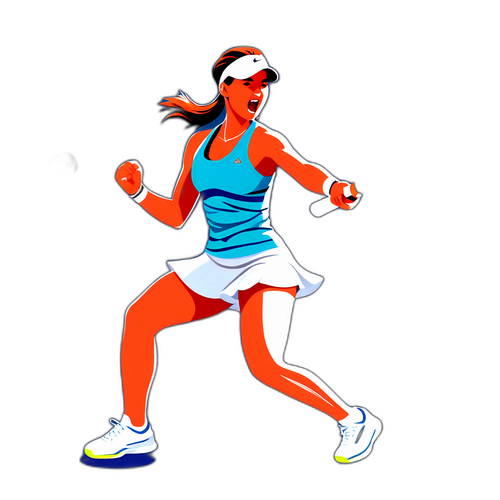 Illustrazione di Iga Świątek in un momento cruciale del tennis
