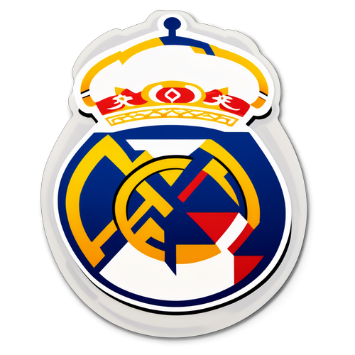 Logo Real Madrid kết hợp với hình ảnh cầu thủ hàng đầu trên sân cỏ mang đến cảm giác hồi hộp