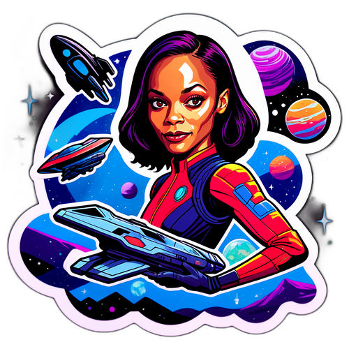 Vibrant Zoe Saldana Sci-Fi Sticker