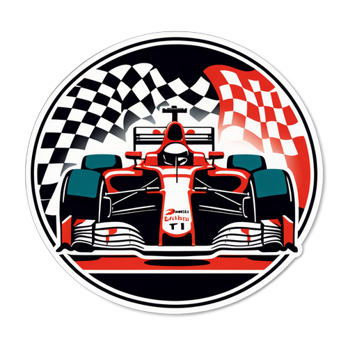 F1 Bil Silhuet med Tjekket Flag