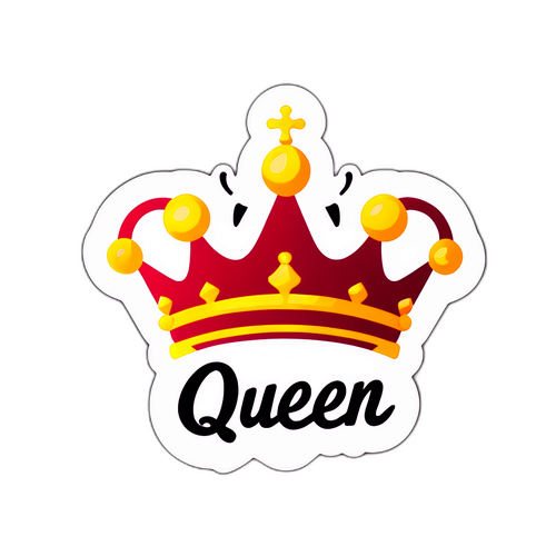 Sticker mit einer königlichen Krone und dem Wort 'Queen' in geschwungener Schrift