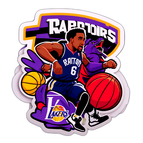 Sticker ng Labanan sa Basketball ng Toronto Raptors at Los Angeles Lakers