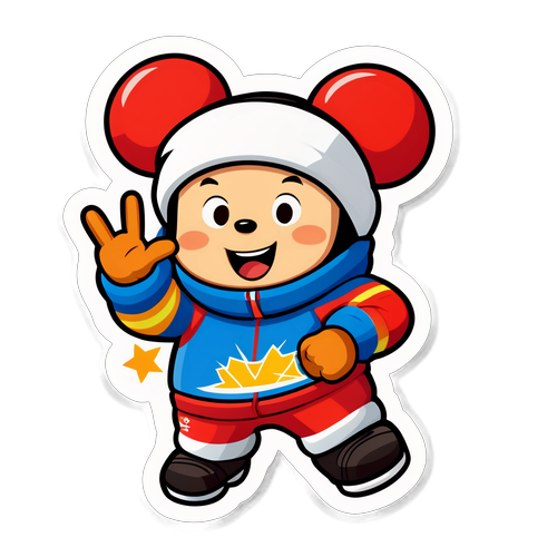 Samolepka karikatury, která fandila svým oblíbeným sportovním týmům během Zimních olympijských her 2026