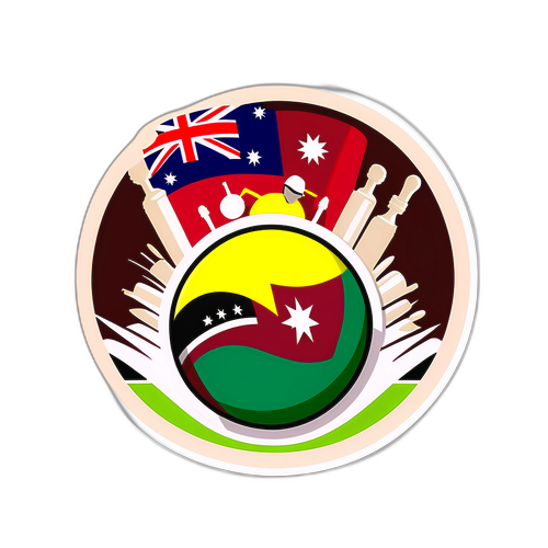 Design di una pallina da cricket con bandiere di West Indies e Australia