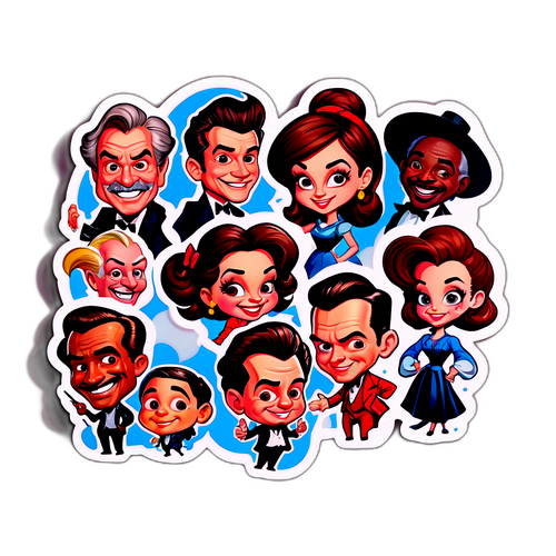 Наклейка с карикатурами знаменитых персонажей