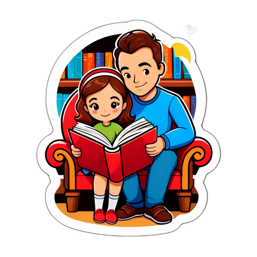 Kütüphanede Kitap Okuyan Bir Karakterin Sticker'ı