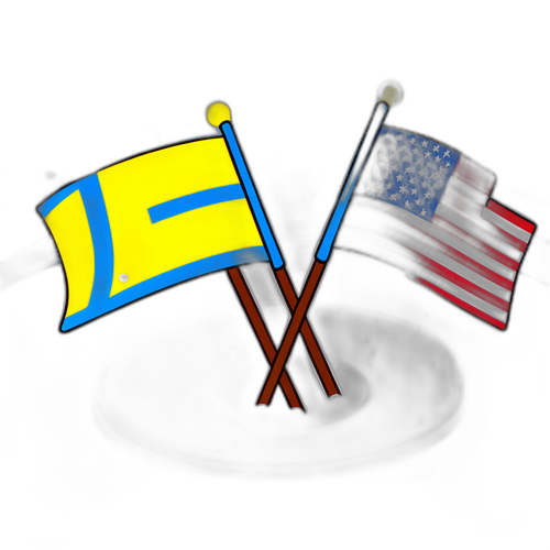 Flaggor i en snöig arena