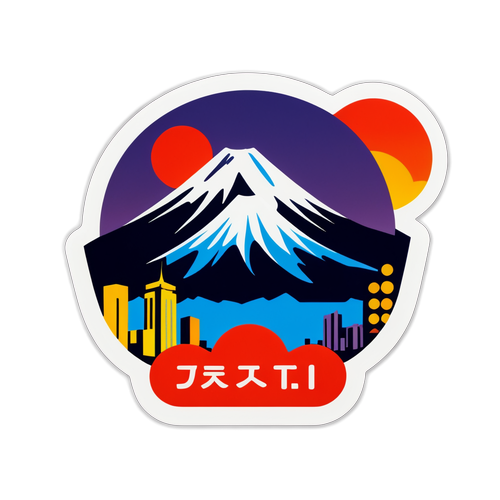 富士山と都市の景色のデザイン