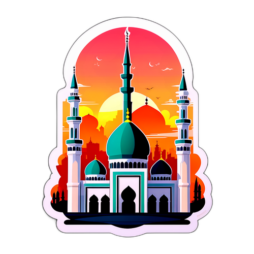 Stiker Masjid Riyadh di Saat Fajar