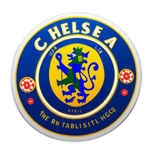 Naklejka z logo Chelsea i piłką nożną na tle stadionu