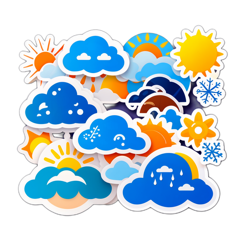 Kaakit-akit na Sticker na may Tema ng Panahon
