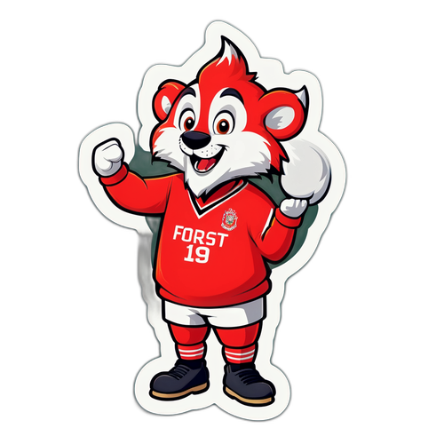 Sticker chủ đề Nottingham Forest với linh vật hoạt hình vui nhộn