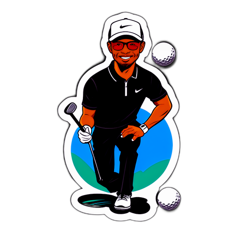 Funky Golf Ball Tiger Woods Sticker
