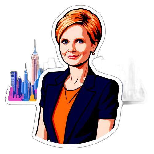 Chic Cynthia Nixon with NYC Skyline