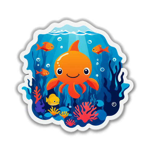 Cheerful Underwater Scene Sticker