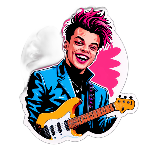 Sticker van Yungblud in flamboyante kleding