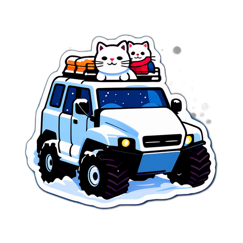 Snökatt med snöfall