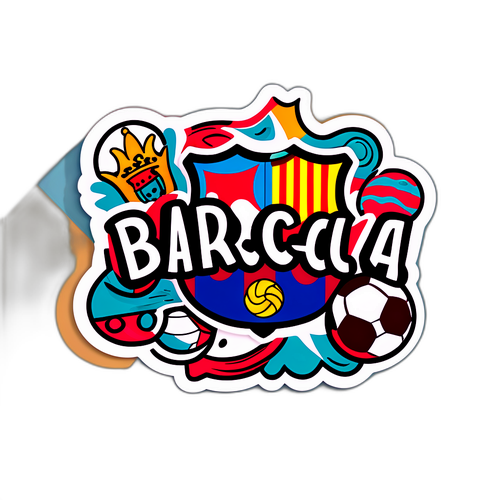 Speelse sticker met 'Barca'