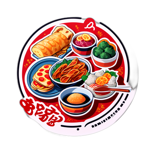 滋賀の名物を取り入れたフードデザインのステッカー