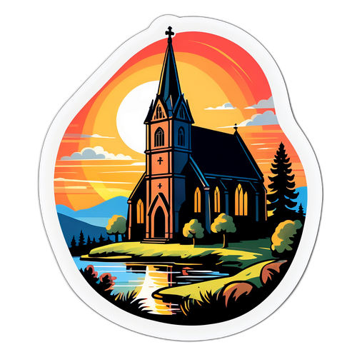 Roende Bjorbekk Kirke ved solnedgang