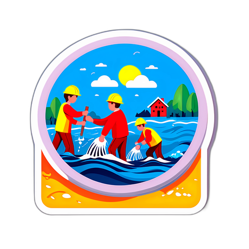 สติ๊กเกอร์แสดงความมุ่งมั่นในช่วงน้ำท่วม