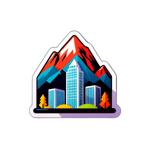 Edificio de Inversión Minimalista con Montañas