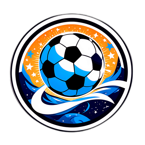 Autocolant cu mingea de fotbal în cerul înstelat