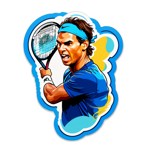 Rafael Nadal'ın Efsanesini Kutlayan Parlak Sticker: Tenis Raketi ve İmzasıyla Birlikte!