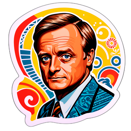 Autocollant mettant en avant David McCallum avec des motifs rétro