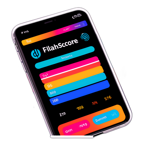 Design cu smartphone-uri și tablete care afișează scoruri live pe Flashscore