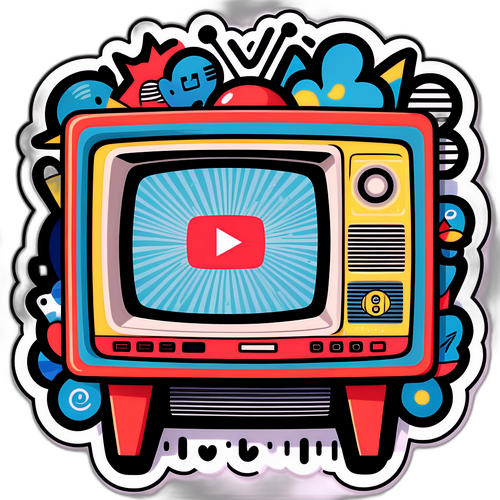 Playful Vintage TV YouTube Sticker