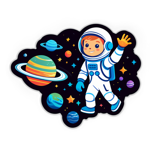 Explore the Cosmos! Découvrez Nos Stickers Spatiaux Colorés avec Astronautes Flottants!