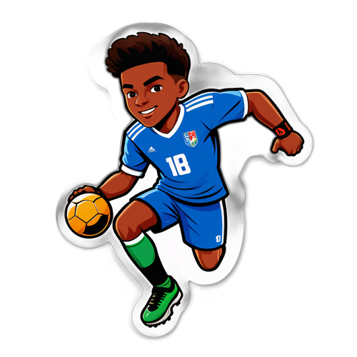 Ілюстрація молодого футболіста з м'ячем