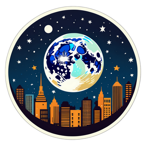 宁静星空中的大月亮