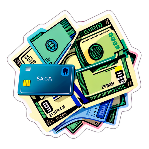 Stiker Uang dan Kartu Kredit