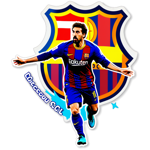 Sticker van een Barcelona-ster die een goal maakt