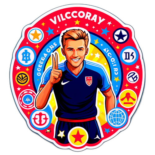 Nálepka Tadeje Pogačara s symboly úspěchu