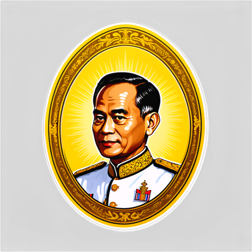 สติ๊กเกอร์พระเจ้าอยู่หัวรัชกาลที่ 9 บนพื้นหลังทอง