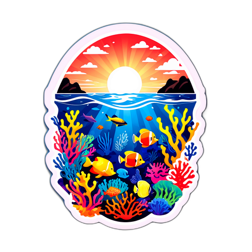 Betoverende sticker van het Great Barrier Reef