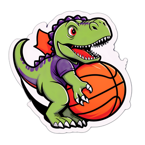 Autocollant de dinosaure avec un maillot des Raptors